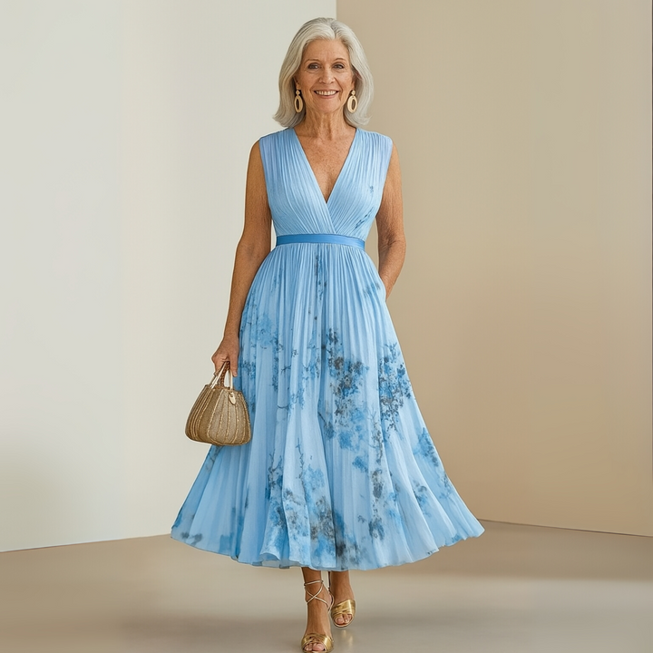 Anouk | Elegant Pleated Sleeveless Maxi Summer Dress For Women