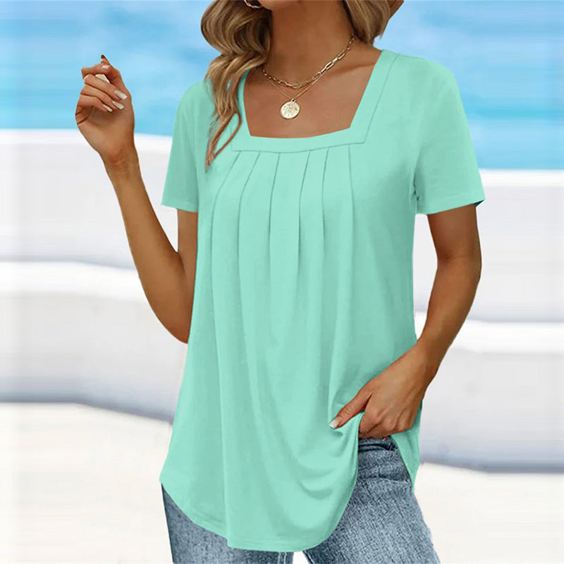 Clara | Women’s Pleated Short Sleeve Summer Blouse