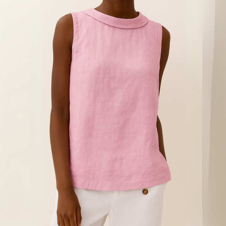 Maria | Refined Sleeveless Roll-Collar Top For Women