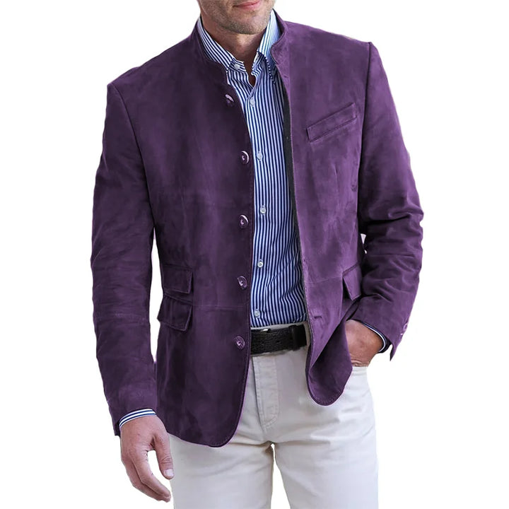 Julian | Slim-Fit Men’s Suede Blazer With Mandarin Collar