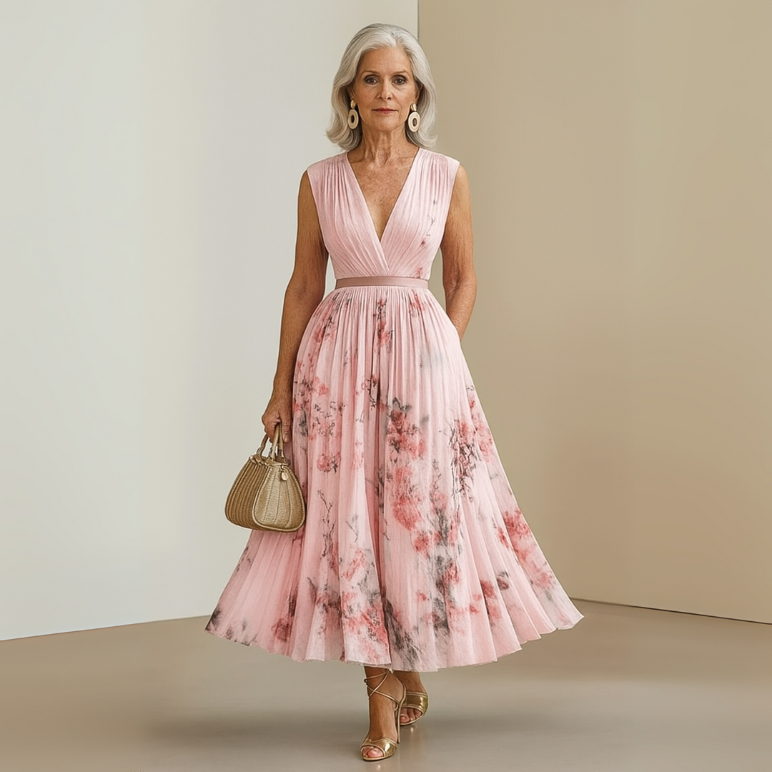 Anouk | Elegant Pleated Sleeveless Maxi Summer Dress For Women