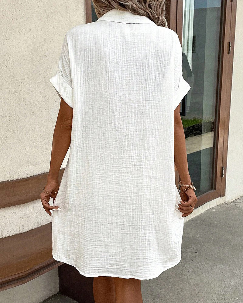 Greta | Relaxed Collared Button-Front Mini Dress For Women