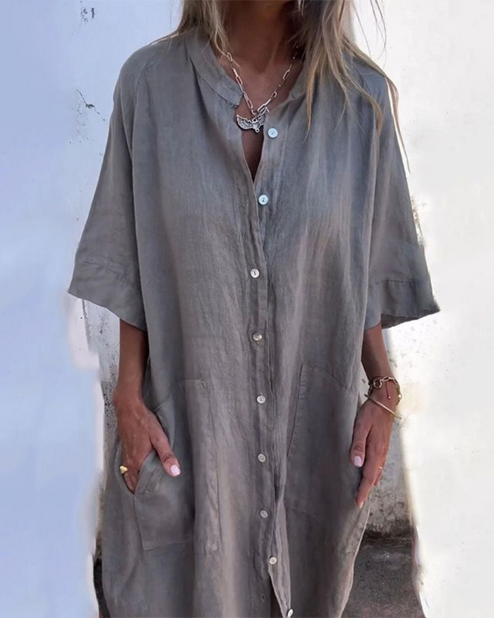 Maren | Relaxed Button-Front Shirt Dress For Women