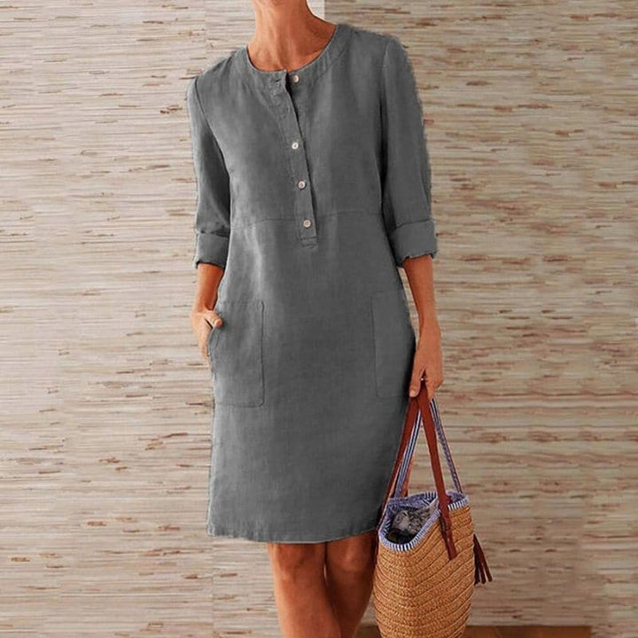 Charlotte | Women’s Button Front Shift Dress with Side Pockets