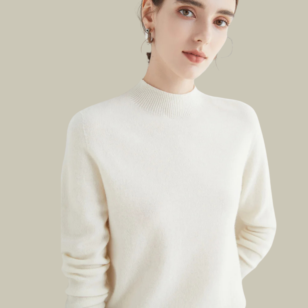 Elena | Slim-Fit High-Neck Merino Wool Winter Sweater For Women