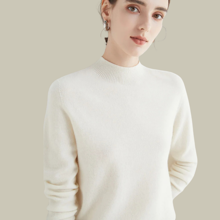 Elena | Slim-Fit High-Neck Merino Wool Winter Sweater For Women