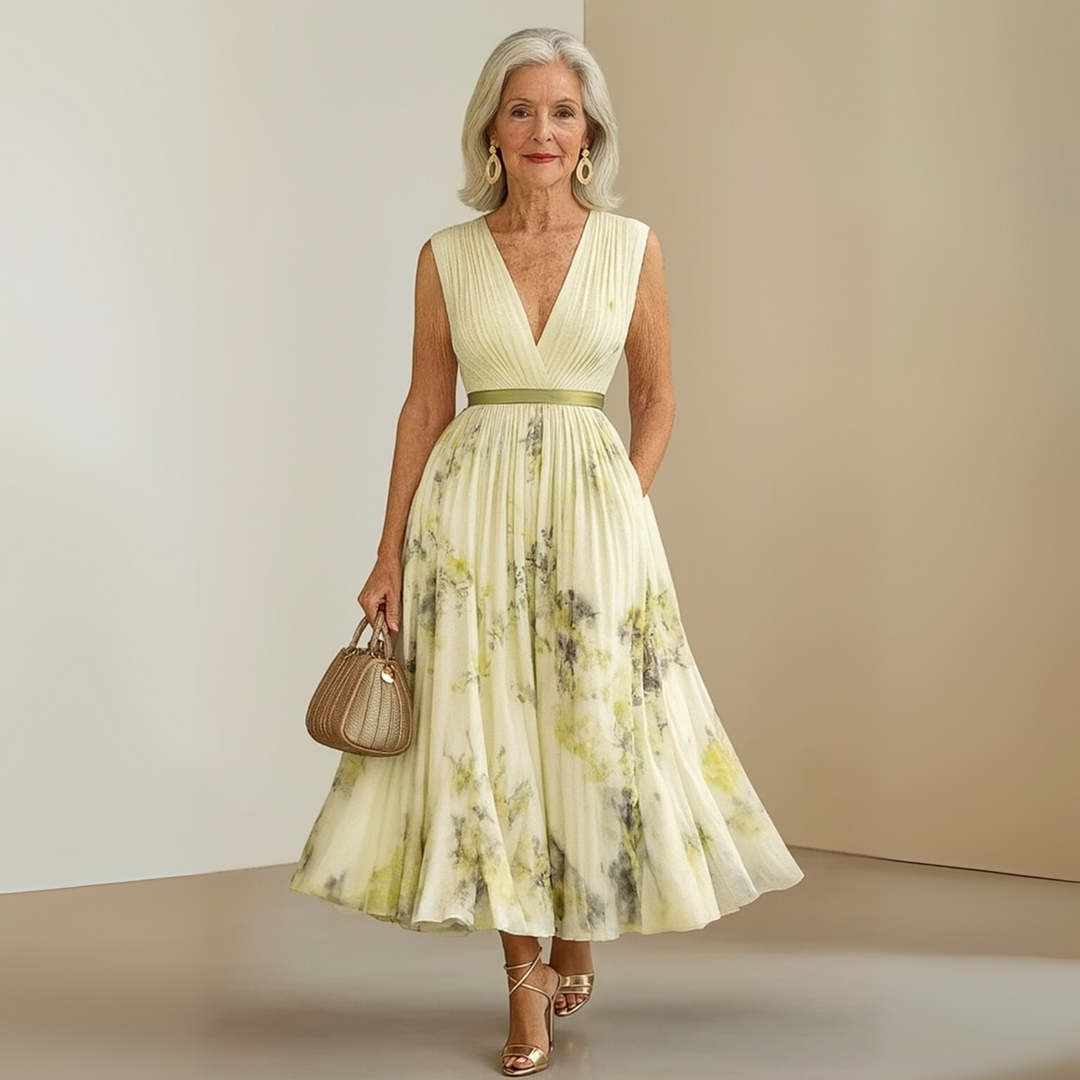 Anouk | Elegant Pleated Sleeveless Maxi Summer Dress For Women