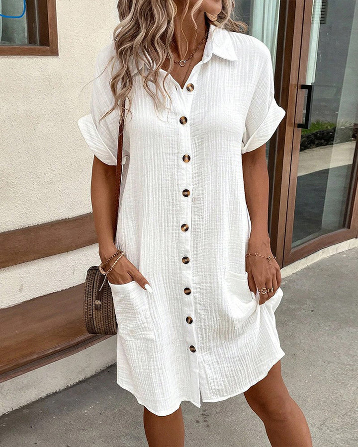 Greta | Relaxed Collared Button-Front Mini Dress For Women