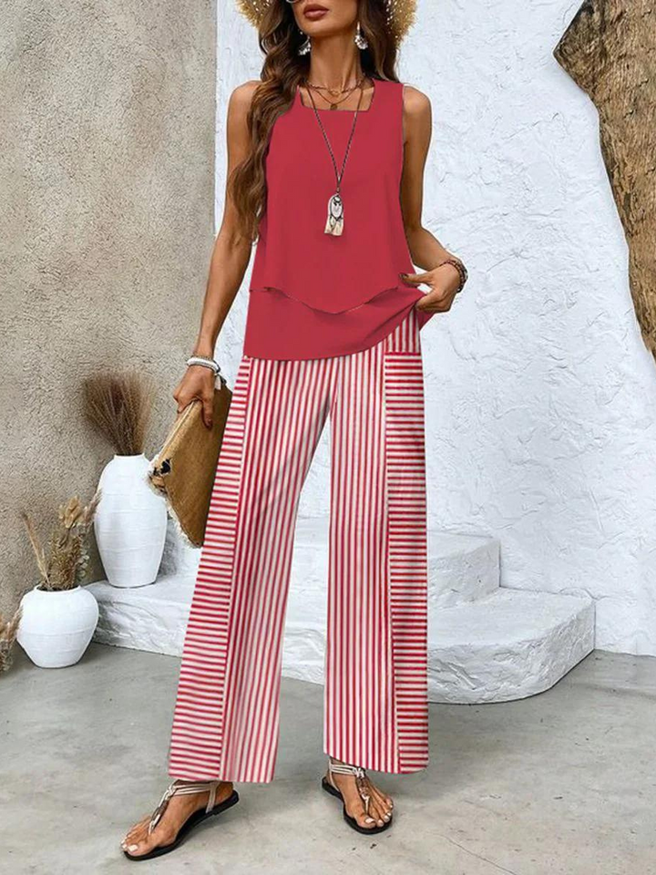 Coraline | Coordinated Sleeveless Top And Wide-Leg Set For Women
