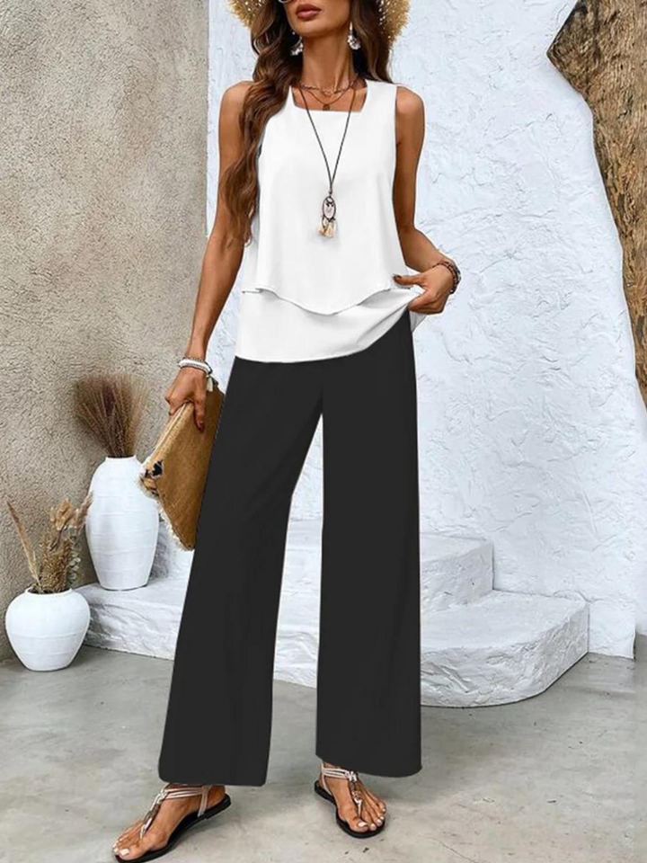 Coraline | Coordinated Sleeveless Top And Wide-Leg Set For Women