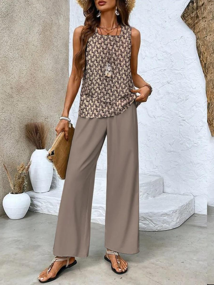 Coraline | Coordinated Sleeveless Top And Wide-Leg Set For Women