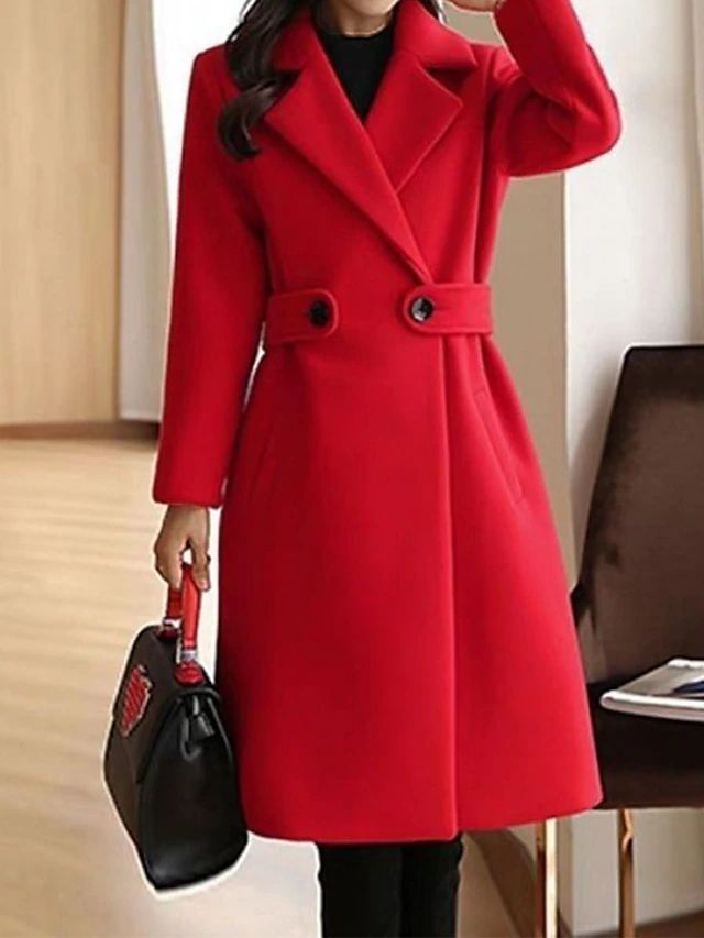 Elise | Tailored Long-Sleeve Winter Coat with Elegant Waist Belt for Women