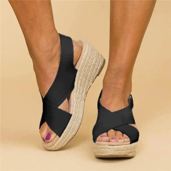 Grace | Women’s Cross Strap Wedge Espadrille Sandals