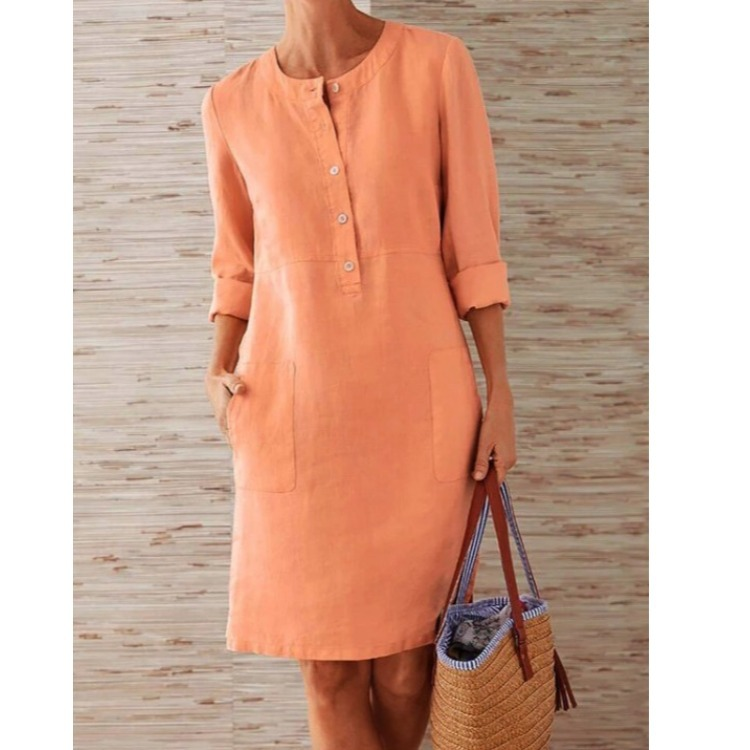 Clara | Women’s Button-Front Shirt Dress with Side Pockets