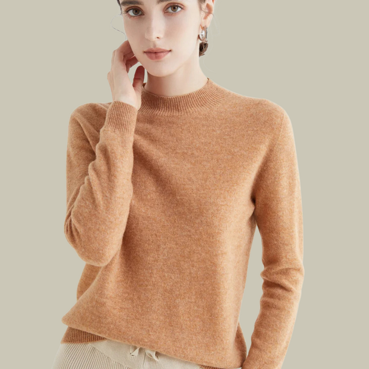 Elena | Slim-Fit High-Neck Merino Wool Winter Sweater For Women