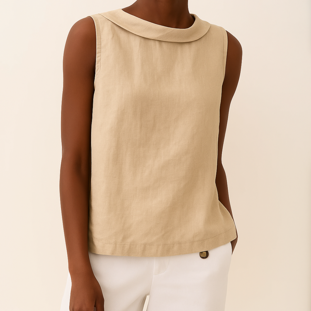 Maria | Refined Sleeveless Roll-Collar Top For Women