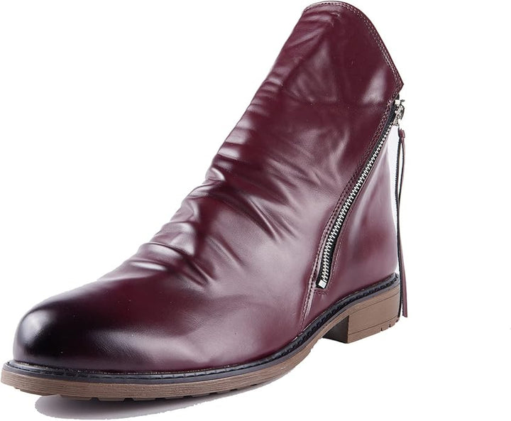 Liam | Casual Brown Leather Zip-Up Boots For Men