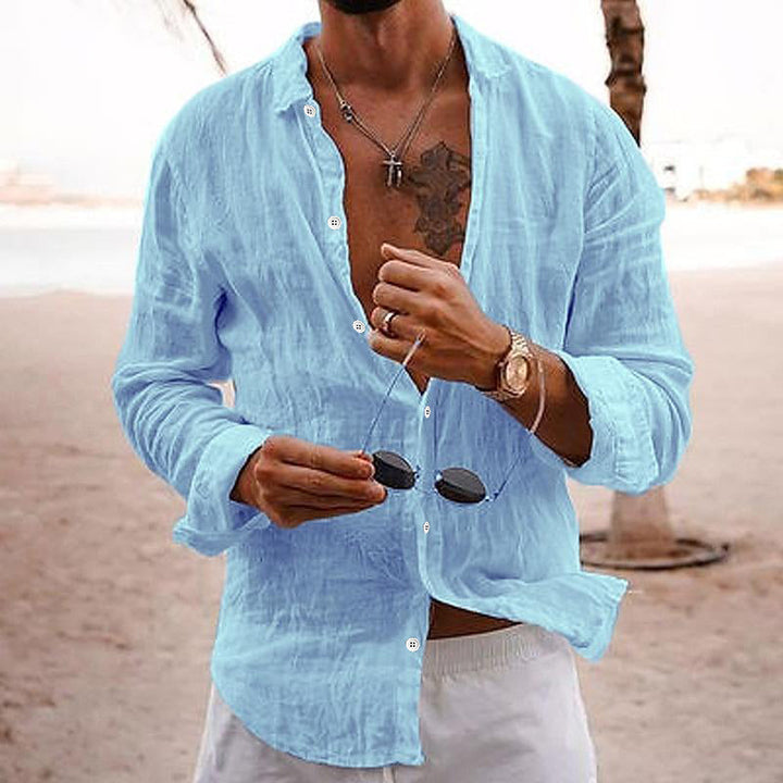 Ethan | Men’s Linen Long Sleeve Button-Up Shirt