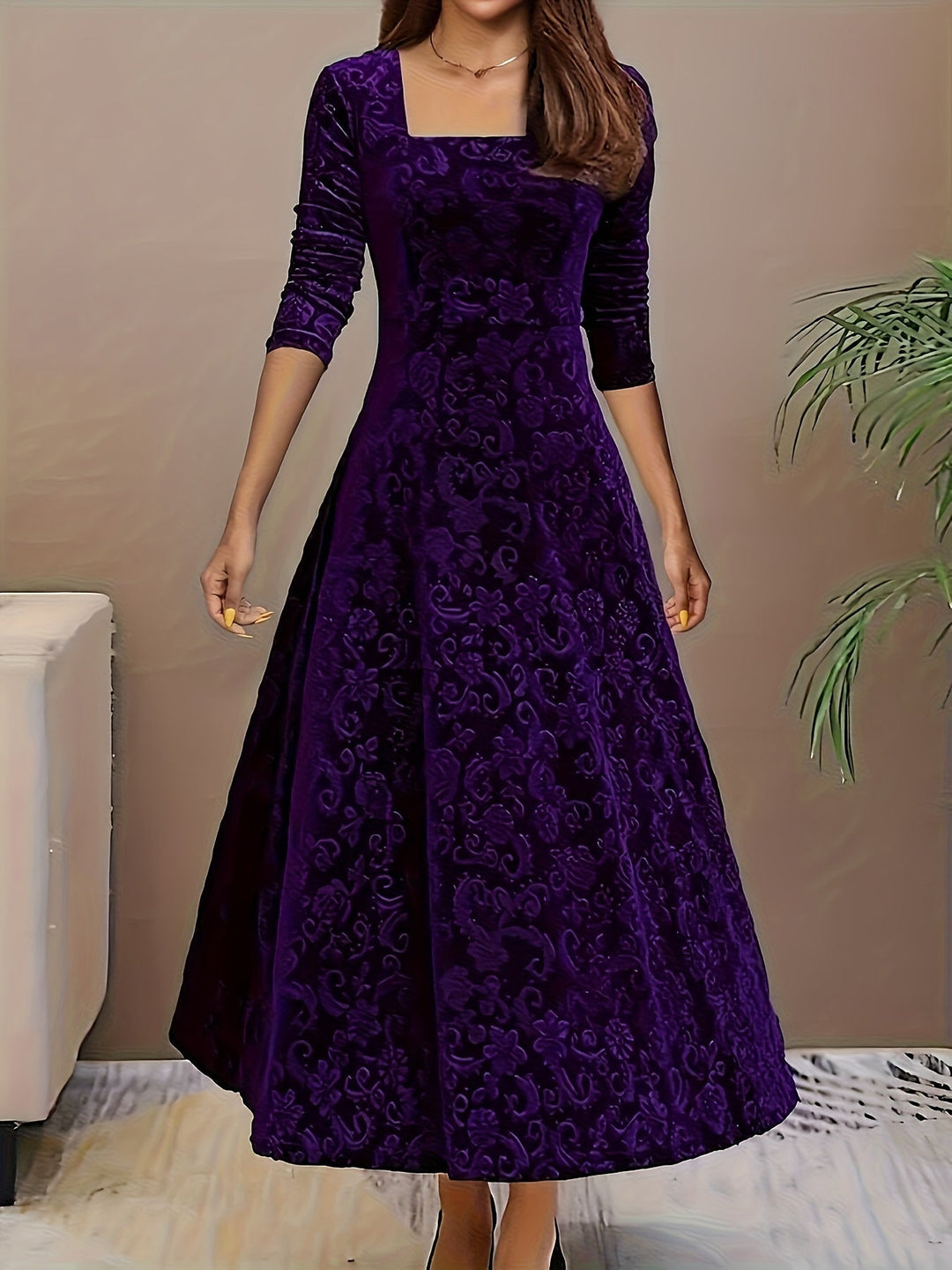 Aria | Women’s Graceful Floral Print Midi Dress