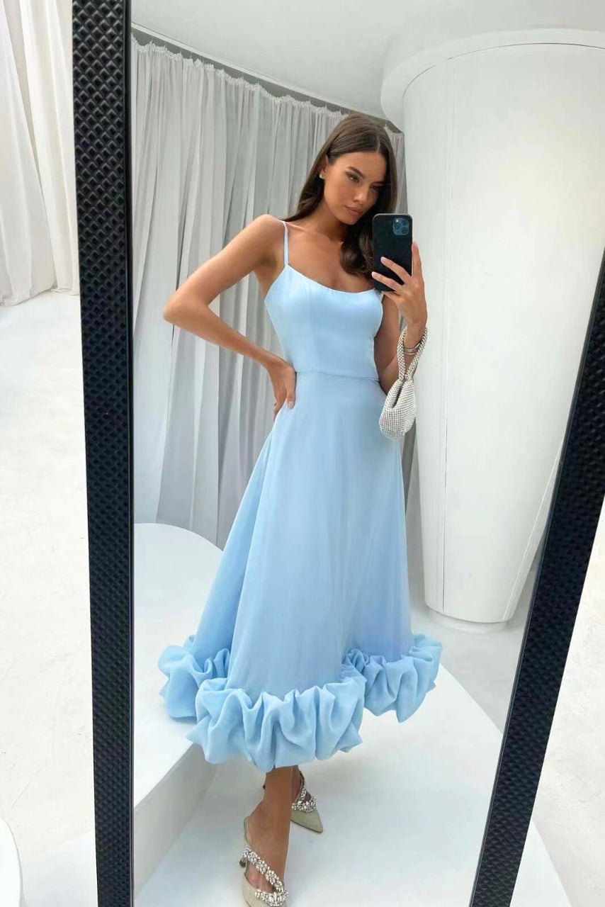 Isla | Women’s Strappy Maxi Dress With Flowy Skirt And Ruffled Hemline