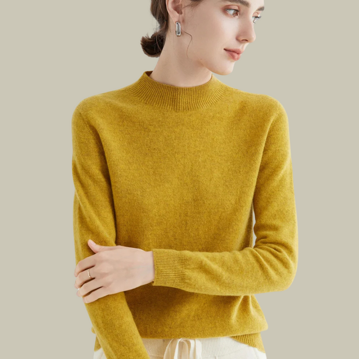 Elena | Slim-Fit High-Neck Merino Wool Winter Sweater For Women