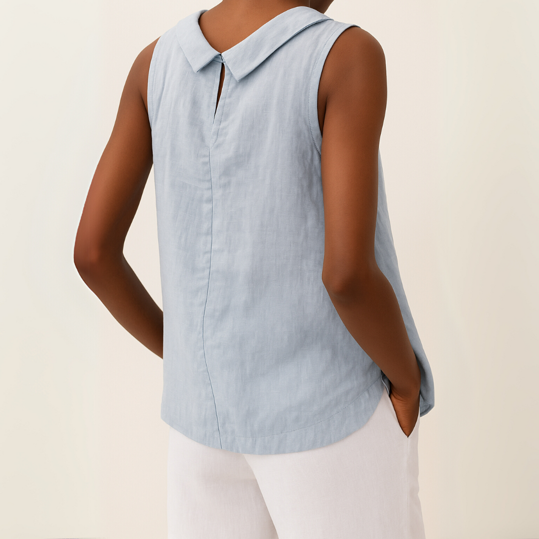 Maria | Refined Sleeveless Roll-Collar Top For Women