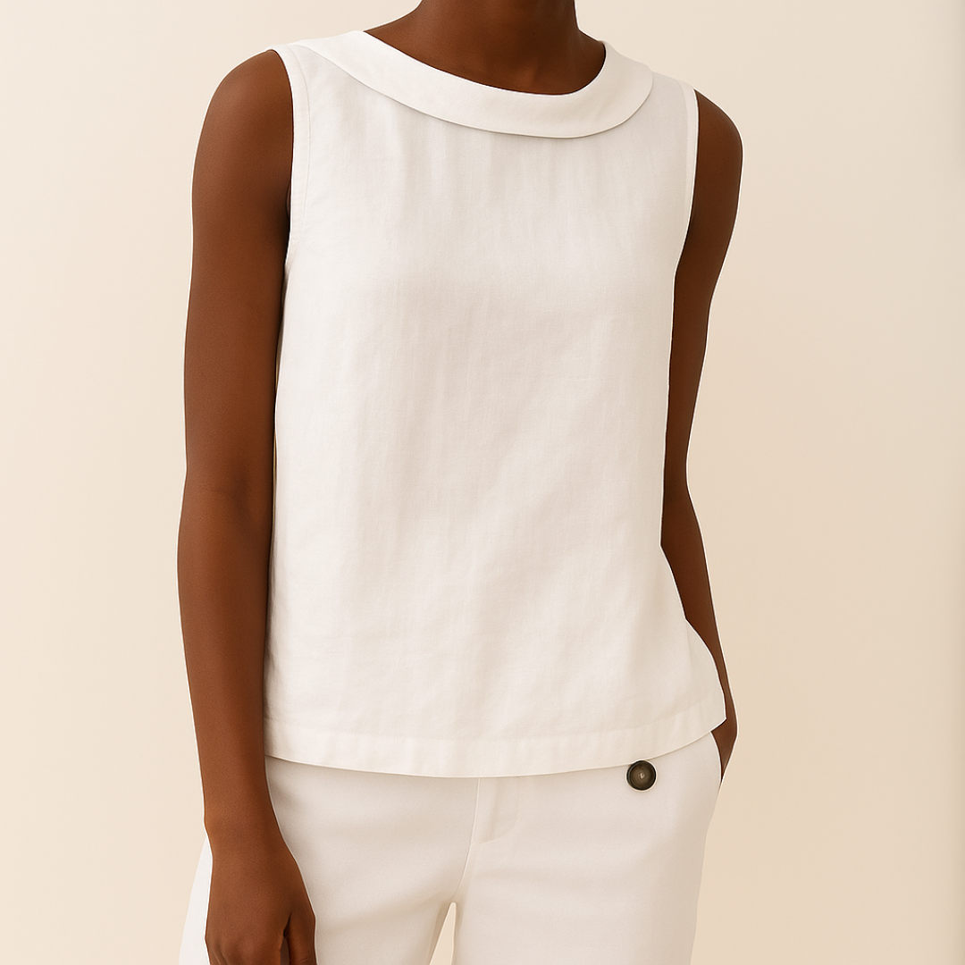 Maria | Refined Sleeveless Roll-Collar Top For Women