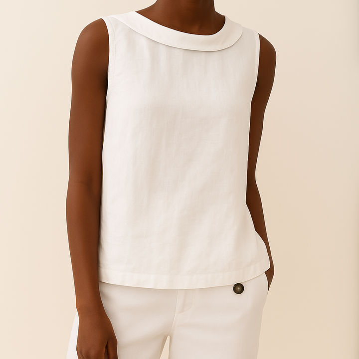 Maria | Refined Sleeveless Roll-Collar Top For Women