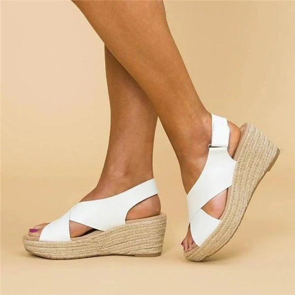 Grace | Women’s Cross Strap Wedge Espadrille Sandals