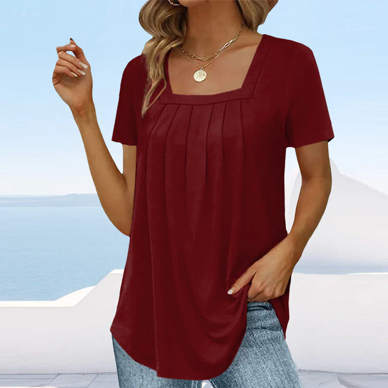 Clara | Women’s Pleated Short Sleeve Summer Blouse