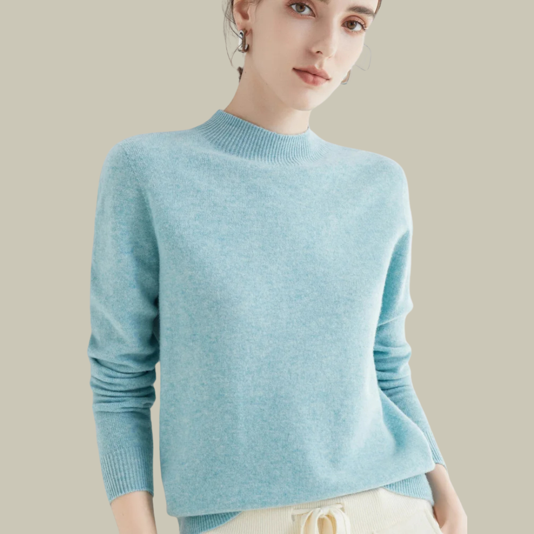Elena | Slim-Fit High-Neck Merino Wool Winter Sweater For Women