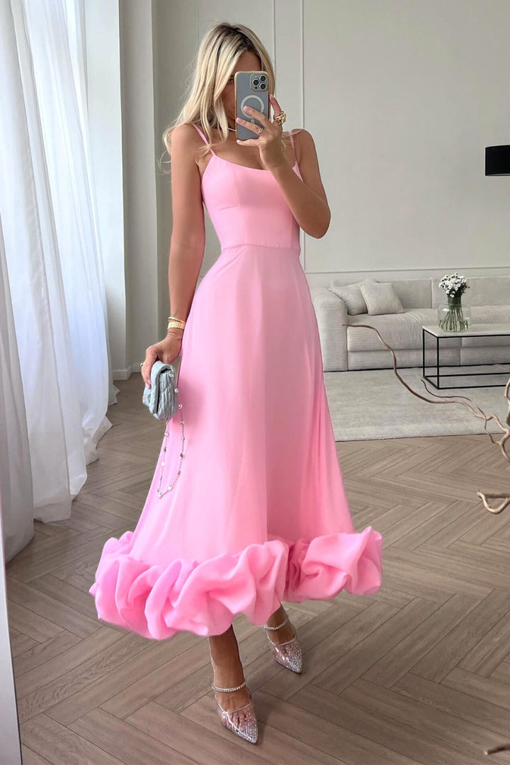Isla | Women’s Strappy Maxi Dress With Flowy Skirt And Ruffled Hemline