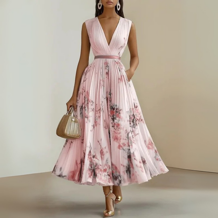 Anouk | Elegant Pleated Sleeveless Maxi Summer Dress For Women