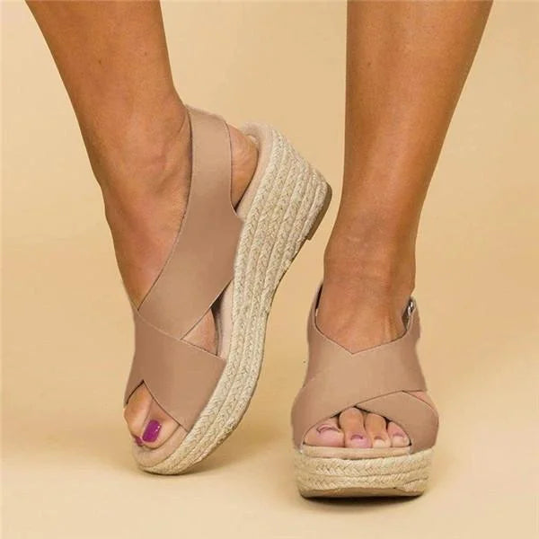 Grace | Women’s Cross Strap Wedge Espadrille Sandals