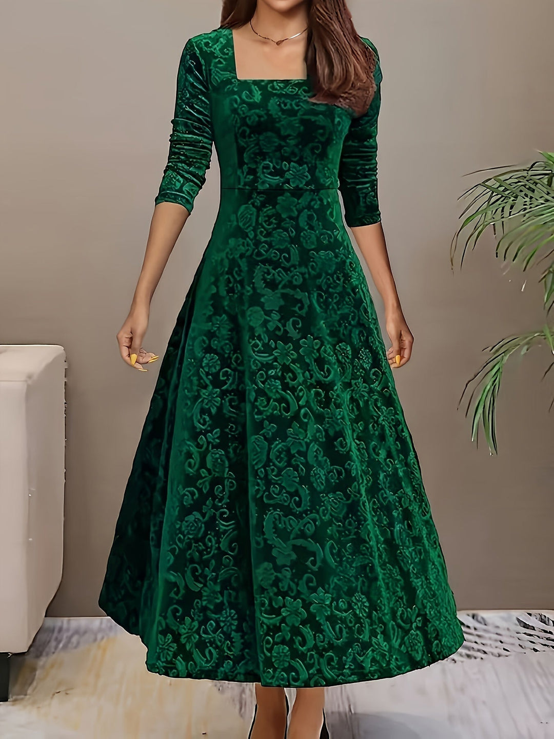 Aria | Women’s Graceful Floral Print Midi Dress