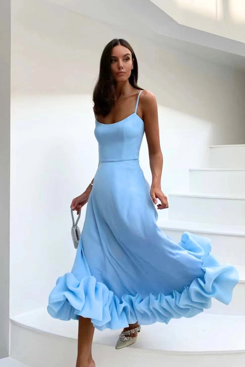Isla | Women’s Strappy Maxi Dress With Flowy Skirt And Ruffled Hemline