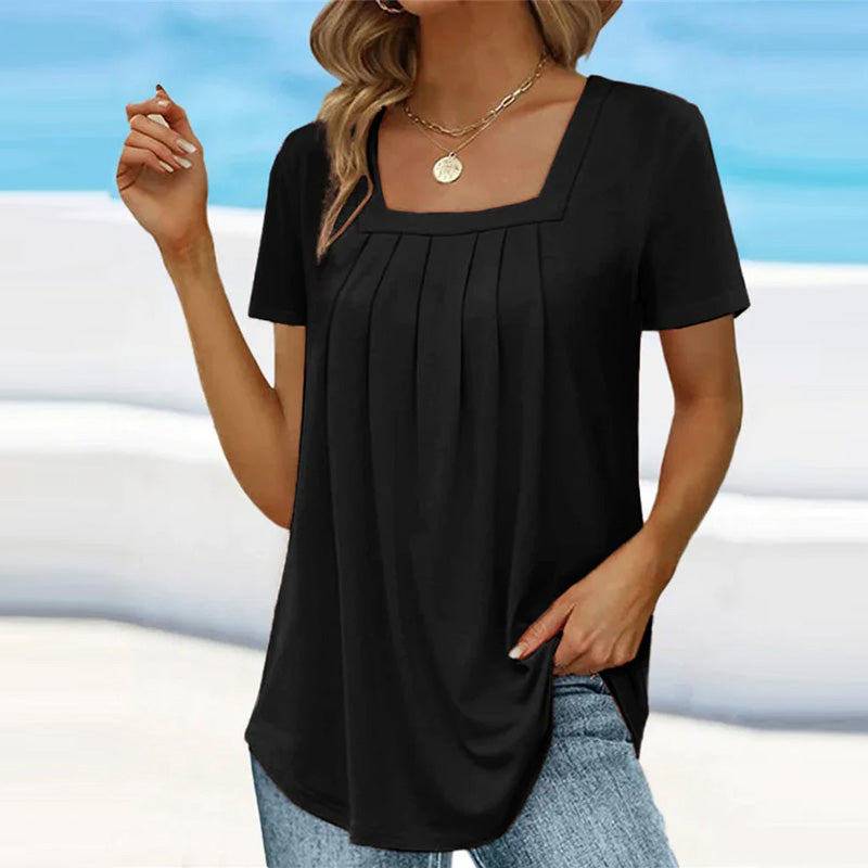 Clara | Women’s Pleated Short Sleeve Summer Blouse