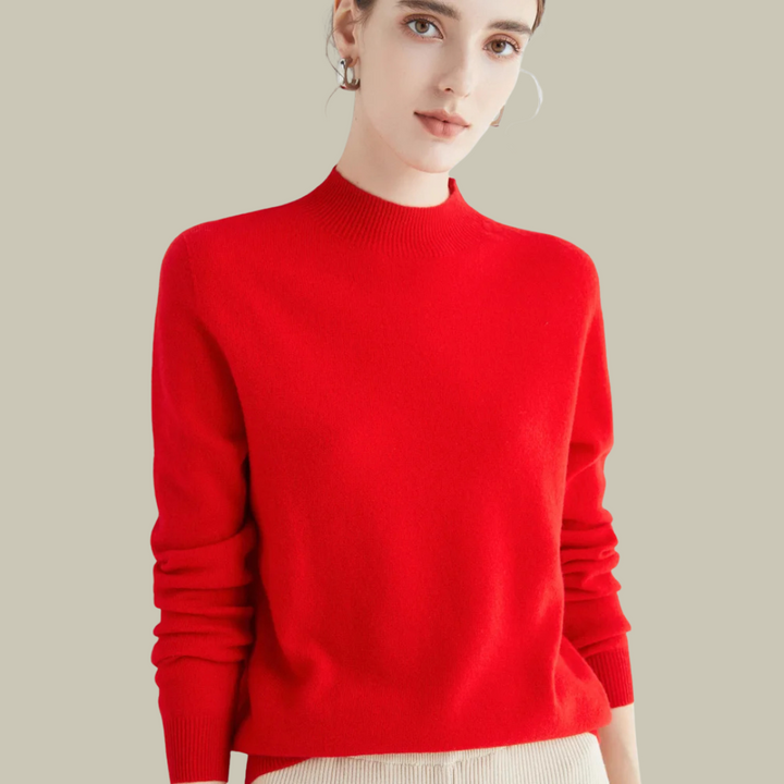 Elena | Slim-Fit High-Neck Merino Wool Winter Sweater For Women