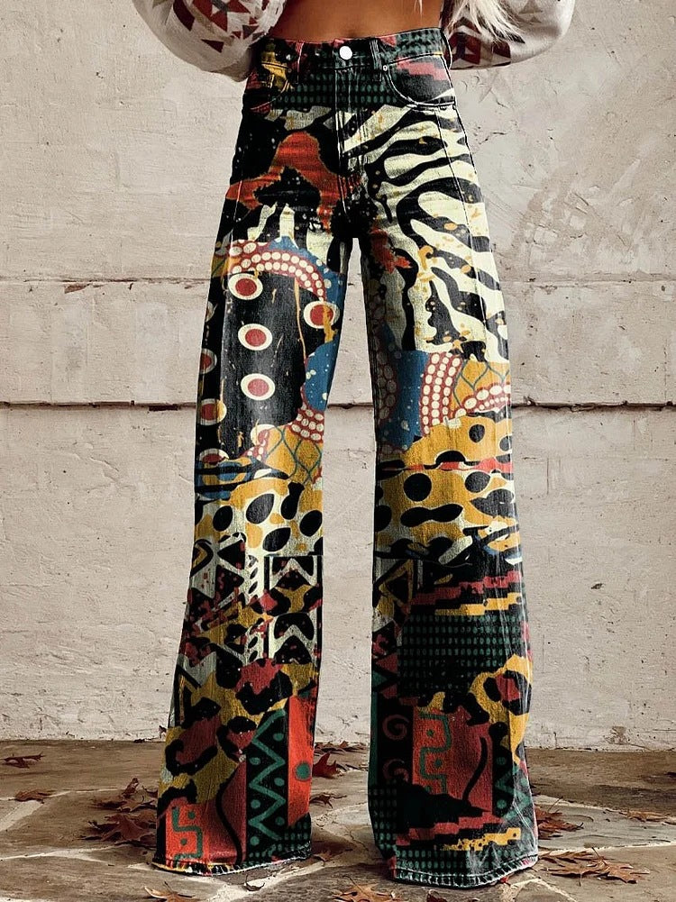 Mia | Women’s Vintage Floral Wide-Leg Flare Jeans