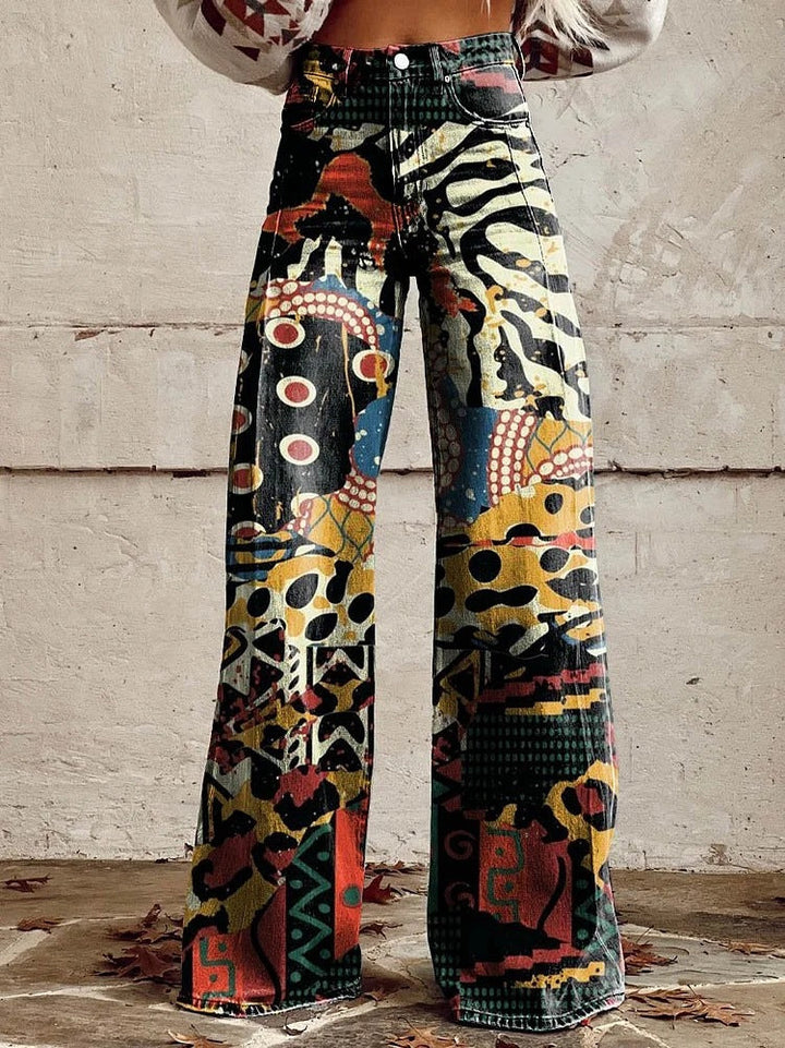 Mia | Women’s Vintage Floral Wide-Leg Flare Jeans