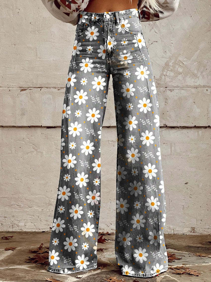 Mia | Women’s Vintage Floral Wide-Leg Flare Jeans