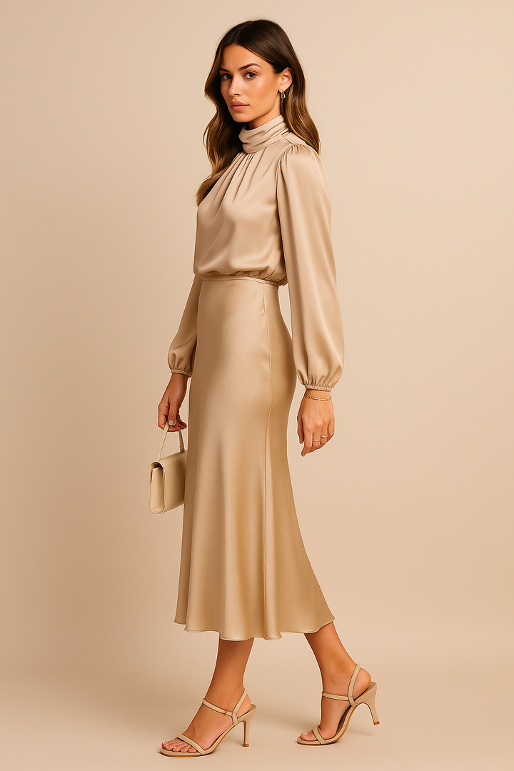 Luna | High-Waist Midi Dress With Elegant Silhouette For Women