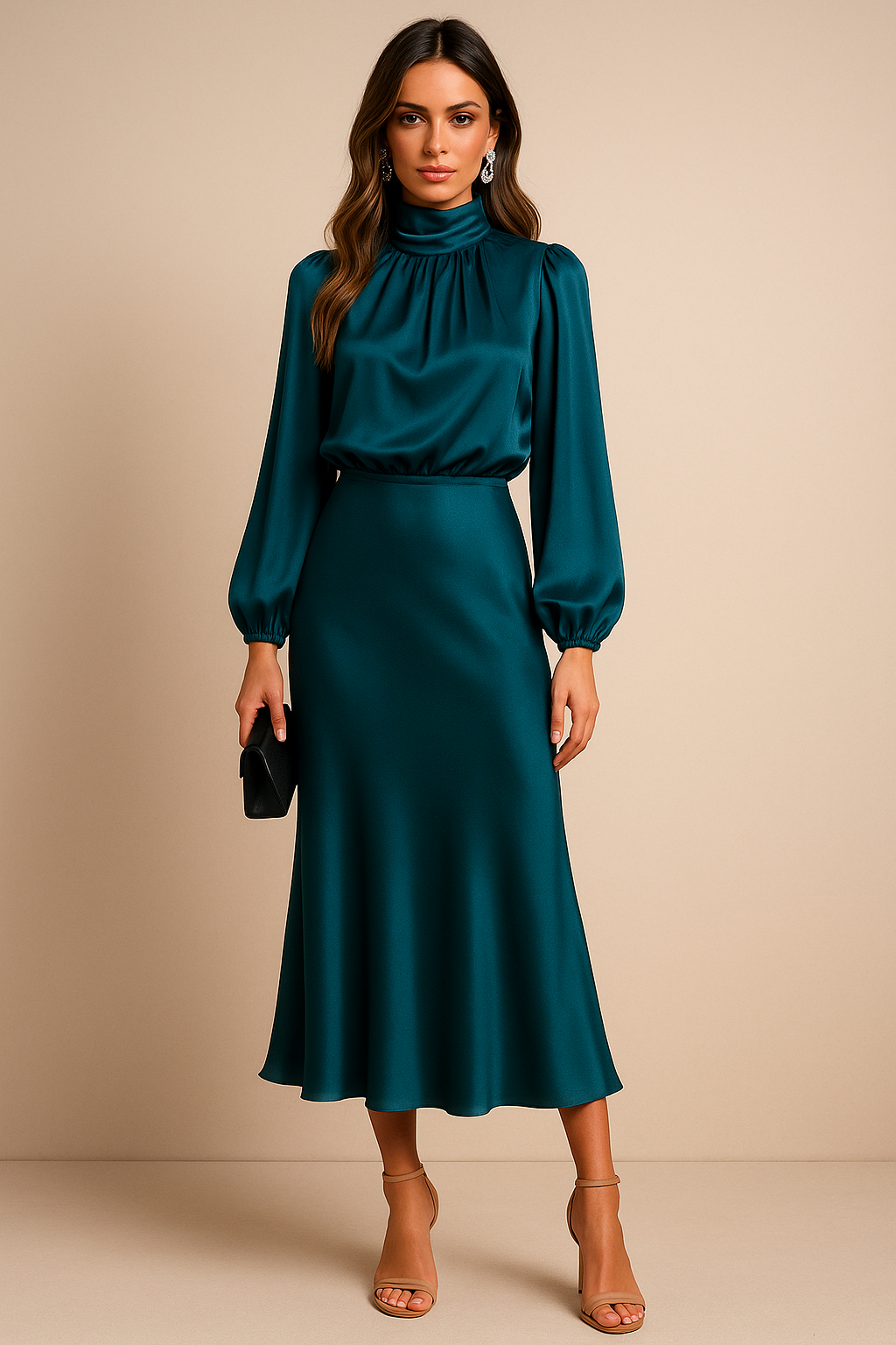 Luna | High-Waist Midi Dress With Elegant Silhouette For Women