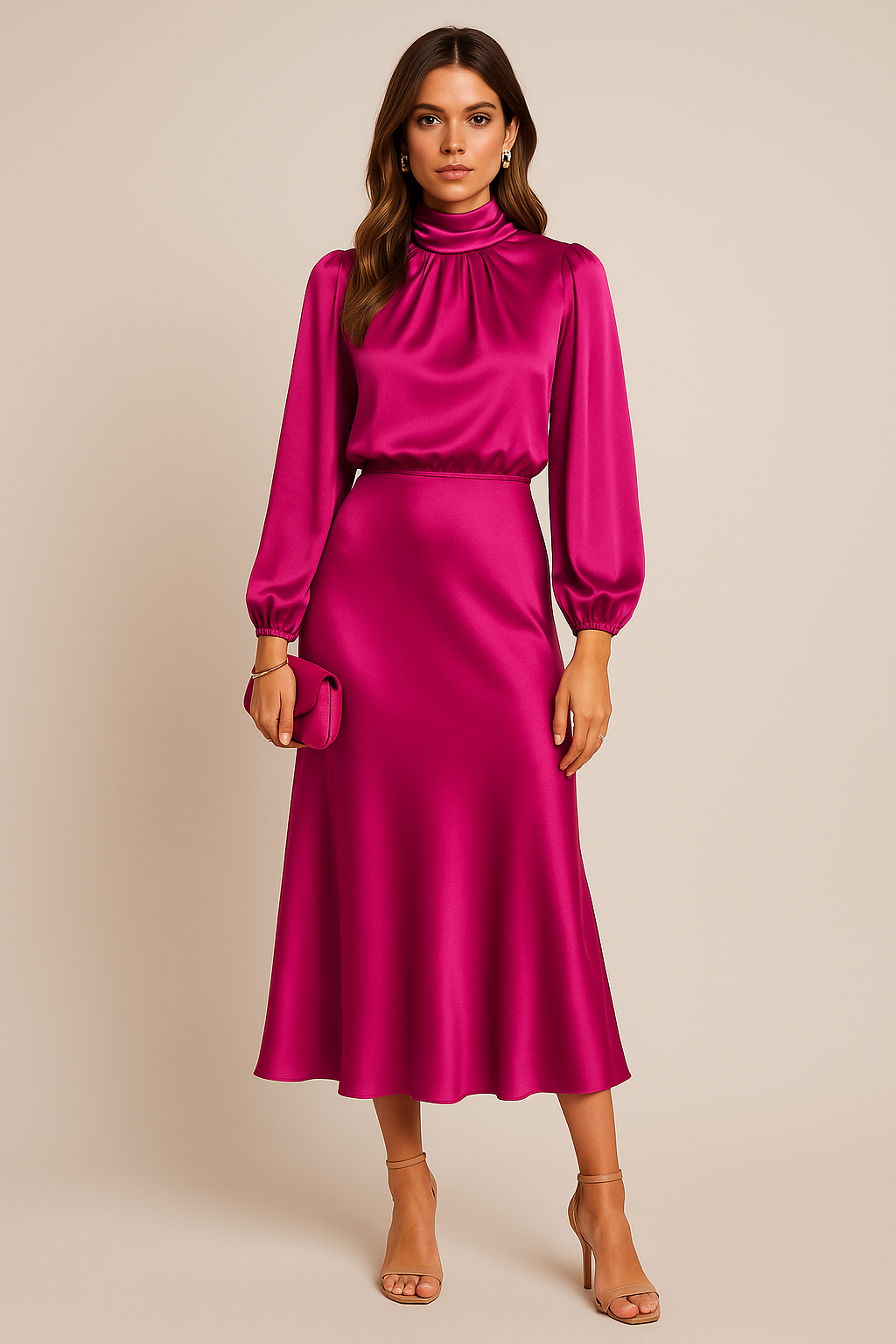 Luna | High-Waist Midi Dress With Elegant Silhouette For Women