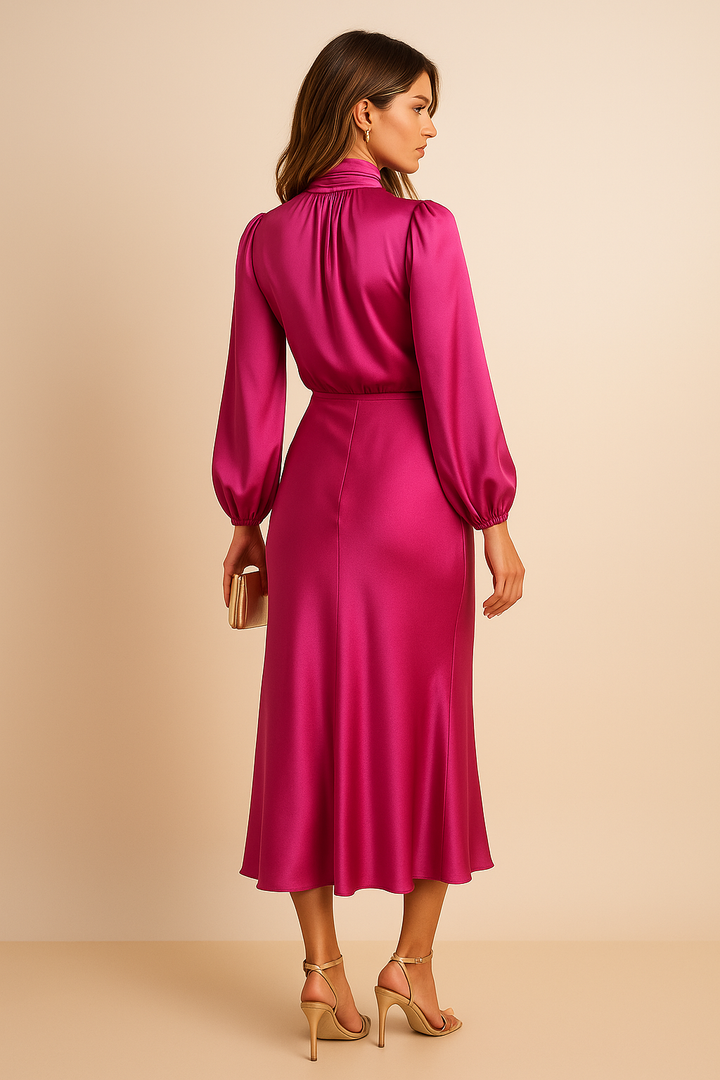 Luna | High-Waist Midi Dress With Elegant Silhouette For Women