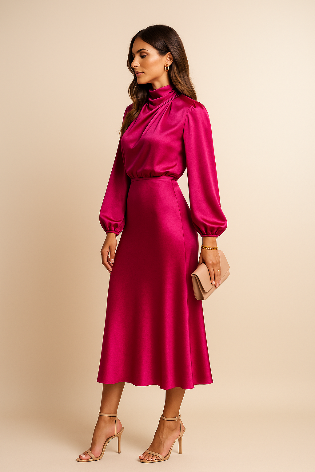 Luna | High-Waist Midi Dress With Elegant Silhouette For Women