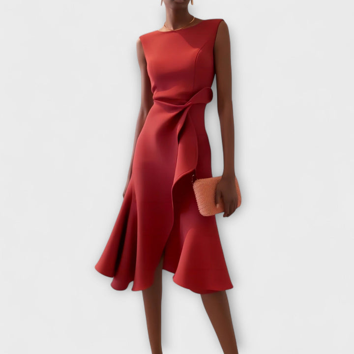 Elena | Flowy Pleated Midi Dress For Women