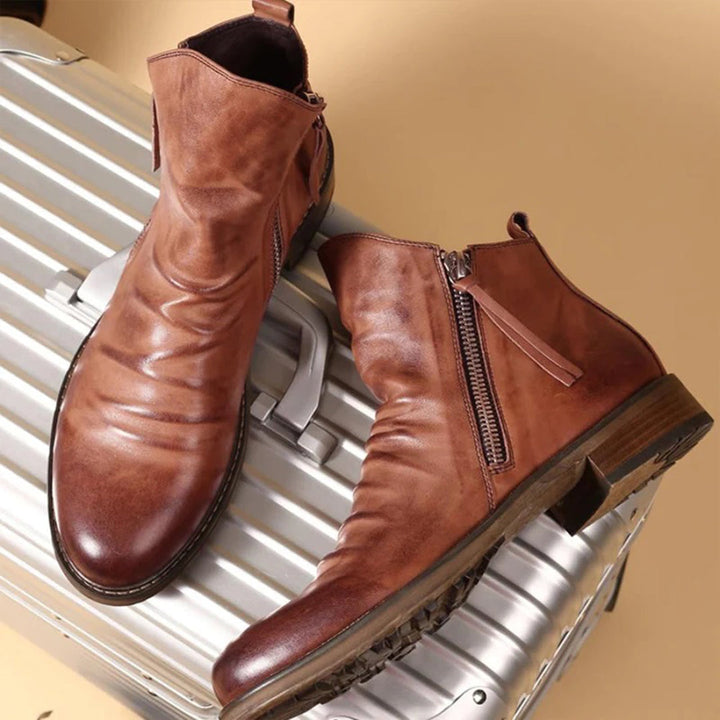 Oliver | Modern Side-Zip Ankle Boots With Comfortable Low Heel For Men
