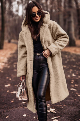 Sophie | Trendy Long Teddy Coat With Hood