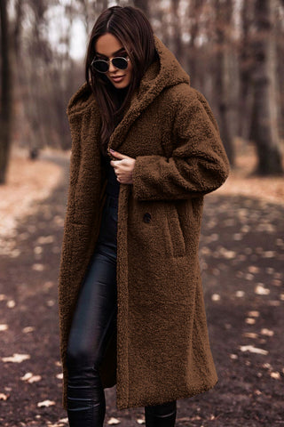 Sophie | Trendy Long Teddy Coat With Hood